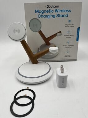 Atomi AT2519-QI2-CHARGE STAND Qi2 Magnetic Wireless Charging Stand, White